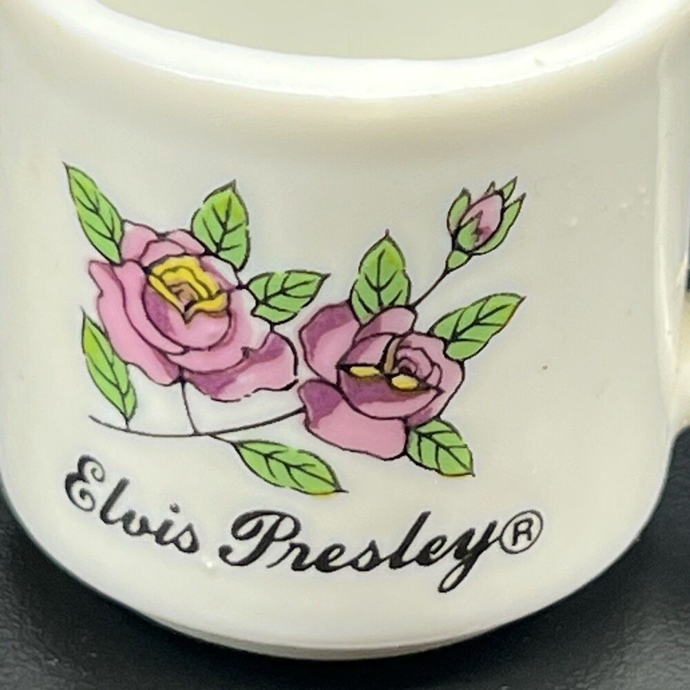 Official Elvis Collectors 1.5” Mini Mug/Shot Glass- Purple Flowers- Vintage - Picture 6 of 8